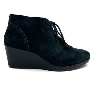 Crocs | Black Suede Wedge Booties Size 7.5